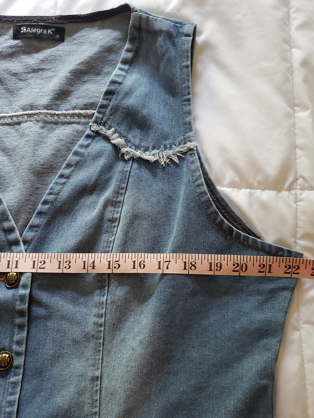 Allegra K Denim Sleeveless Button Up Light Wash Vest Size XL - Picture 12 of 14